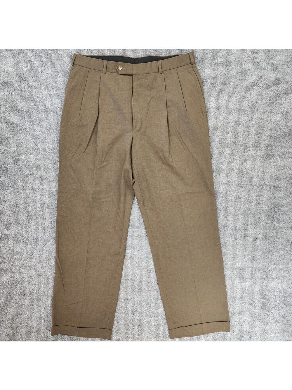 Brooks Brothers Pants Mens 36R (35x30) Brown 100% Wool Pleated Brooksease Casual